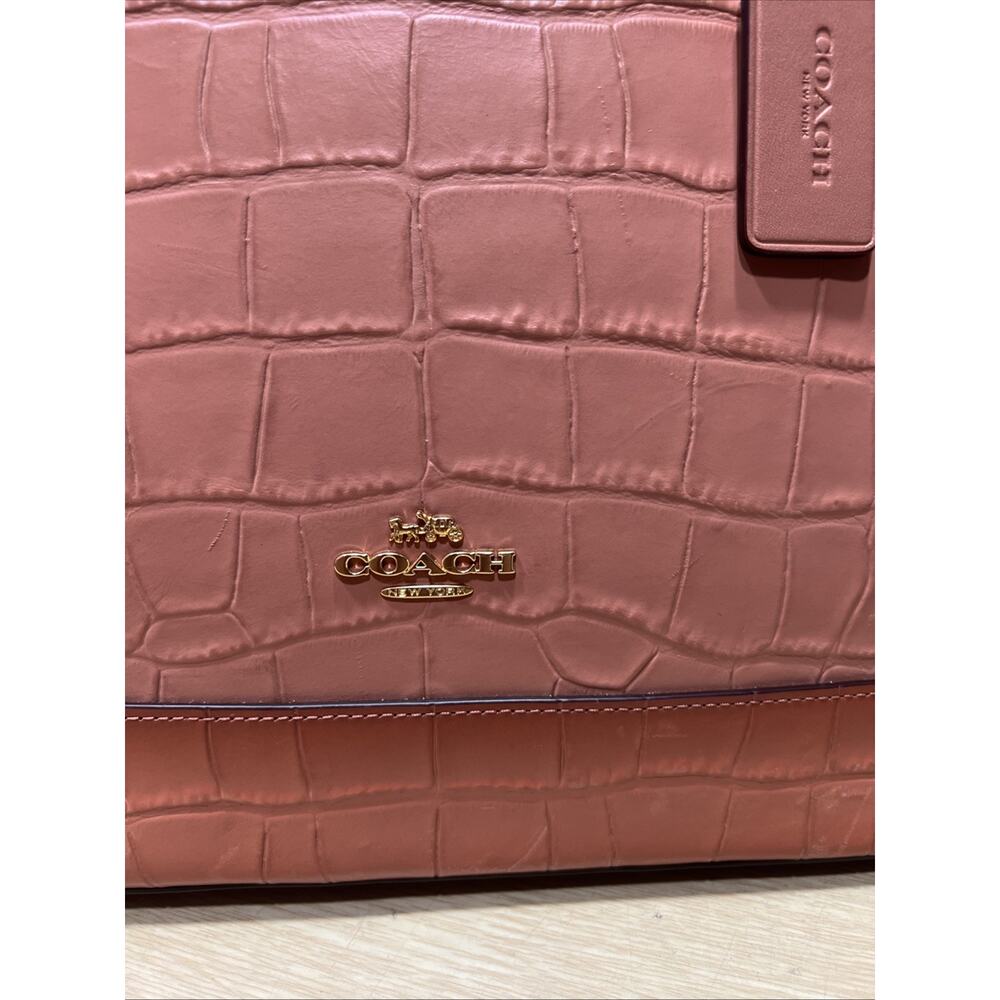 Coach Pink Croc-Embossed Leather Dome Satchel F32120 - Picture 4 of 16